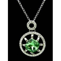 An 18ct white gold plated green and clear swarovski elements necklace